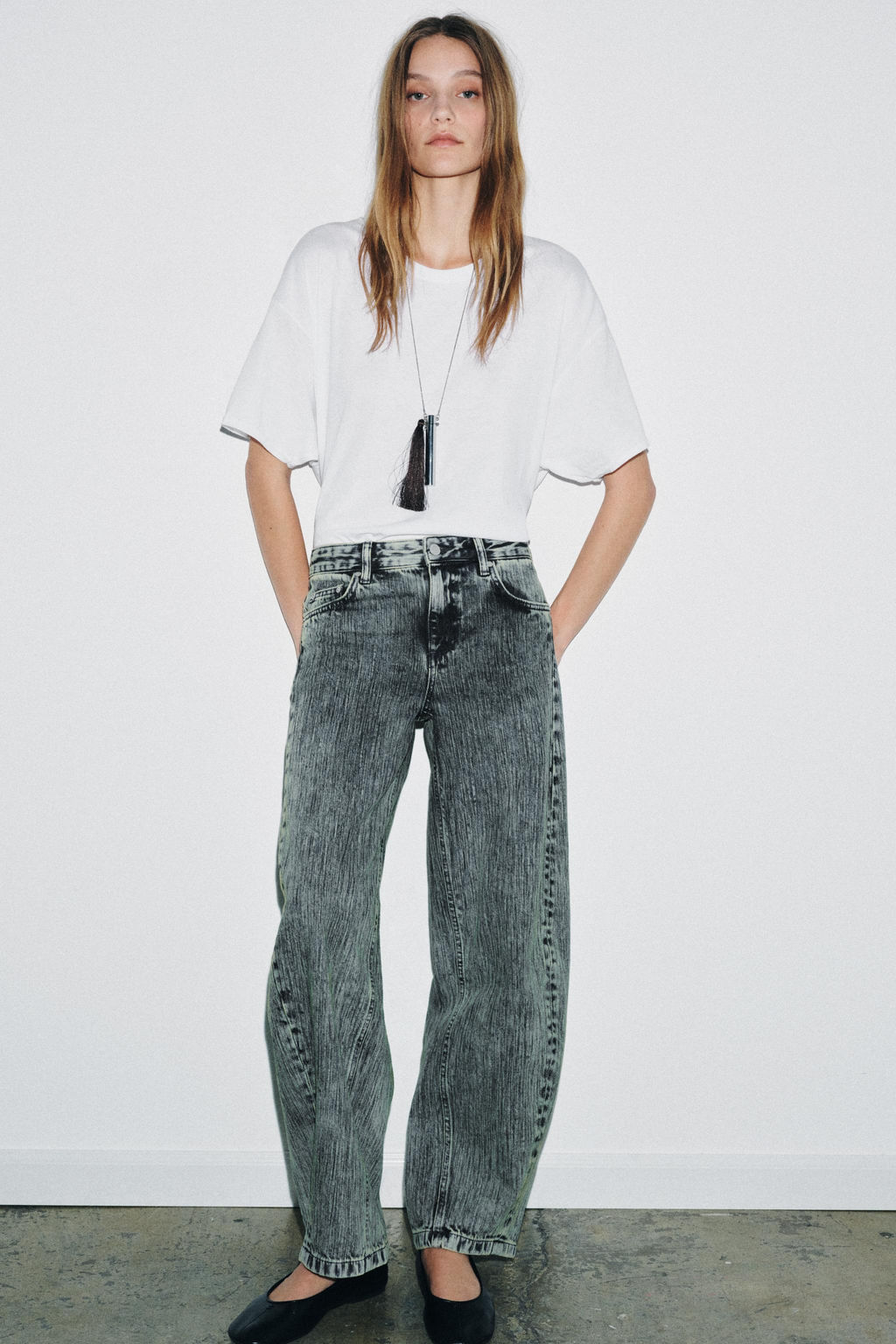 ZW COLLECTION RELAXED FIT MID-WAIST BALLOON JEANS - Zara фото 7