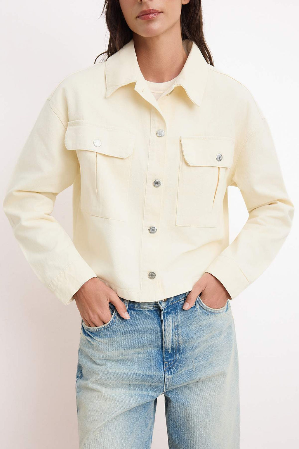 Bej Cep Detayl? Regular Denim Ceket TWOAW26CE00038