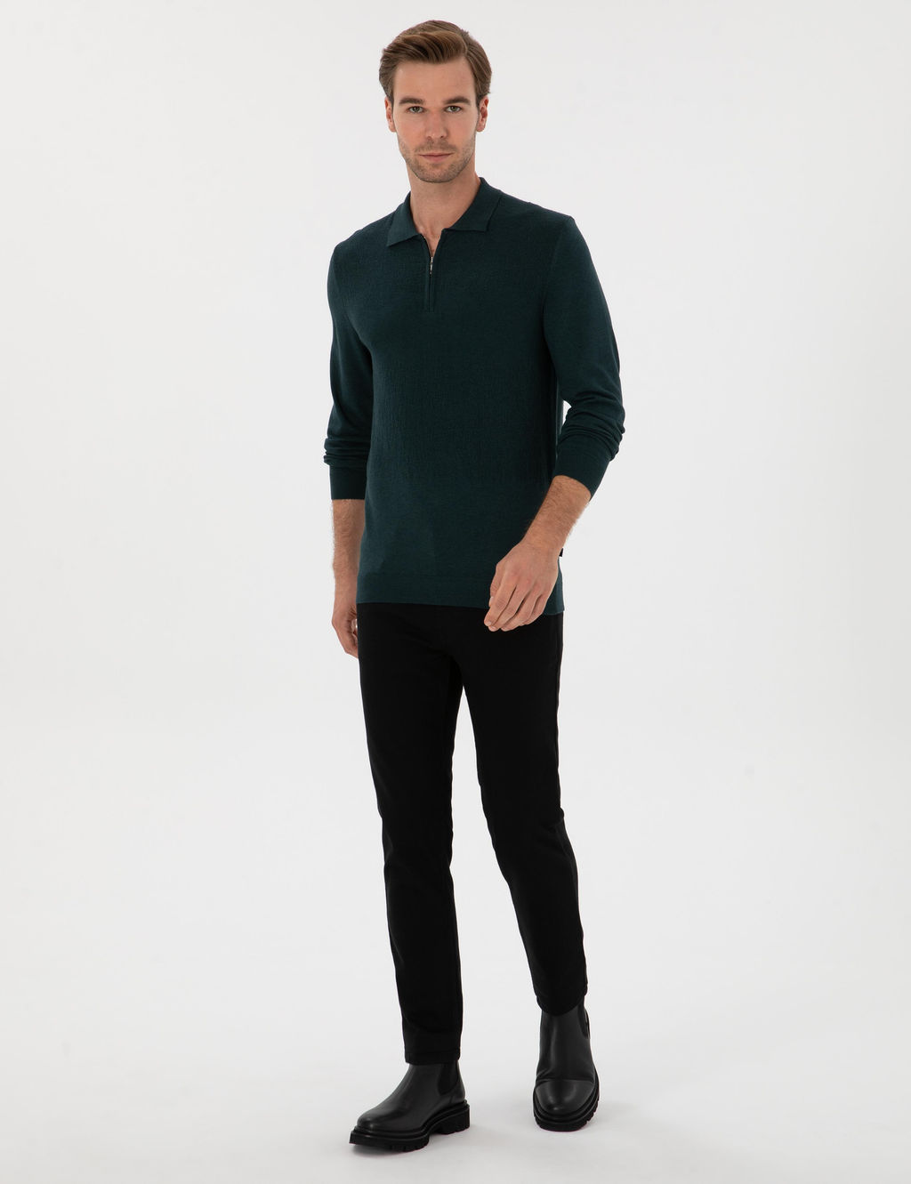 Siyah Slim Fit Pamuk Liyosel Kar___ml_ Jean Pantolon