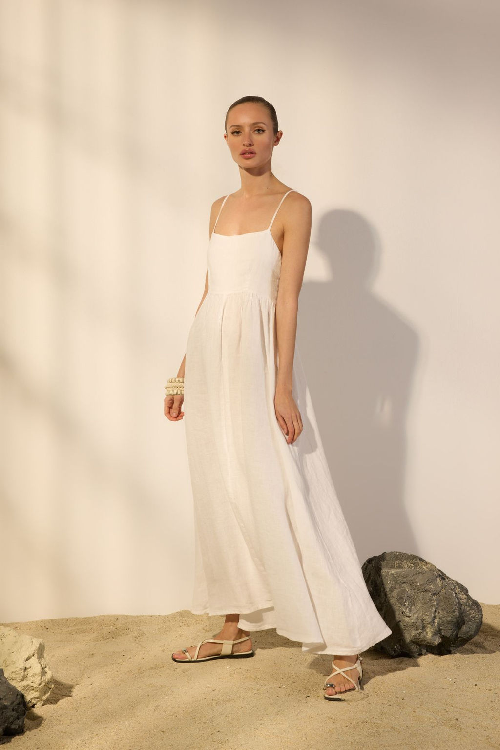 Trendyolmilla Beyaz %100 Keten Maxi Elbise TWOSS25EL00643  фото 2