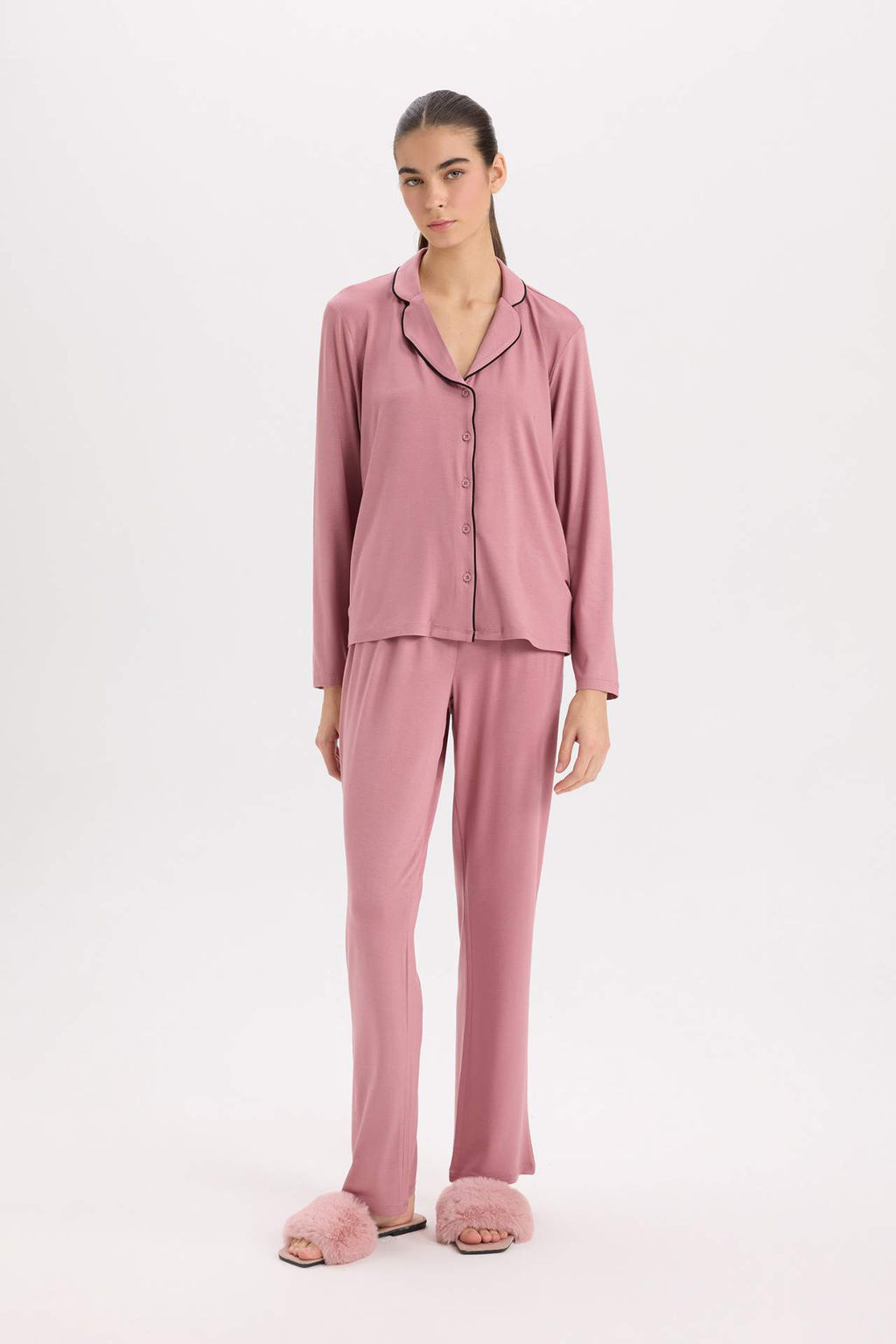 Fall in Love Pijama Tak?m? Regular Fit Uzun Kollu Ust Uzun Alt - Defacto фото 5
