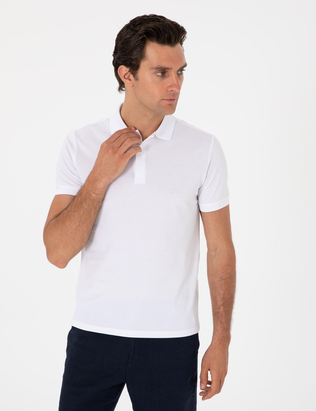 Beyaz Slim Fit %100 Pamuk Polo Yaka T-shirt - Cacharel фото 3