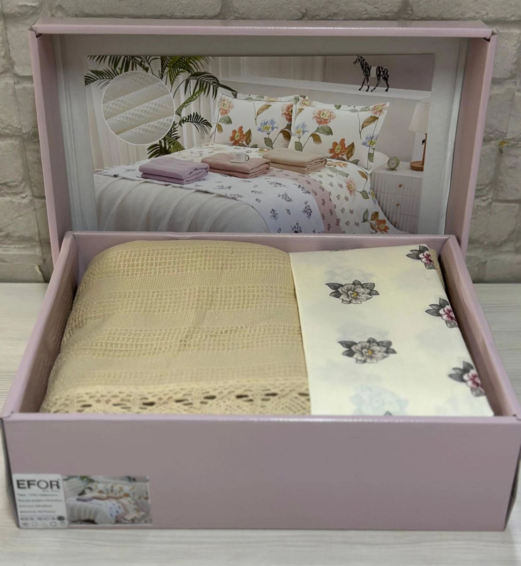 КПБ EFOR COTTONI с вафельным покрывалом 220*240, бежевый (АС-03)