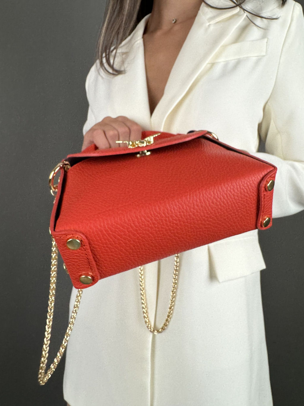 Сумка женская Sefaro из телячьей кожи маленькая красная  фото 5