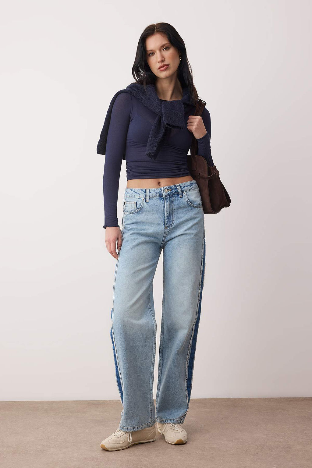 Mavi Dikis Detayl? Yuksek Bel Wide Leg Jeans TWOAW26JE00233 - Trendyolmilla фото 2