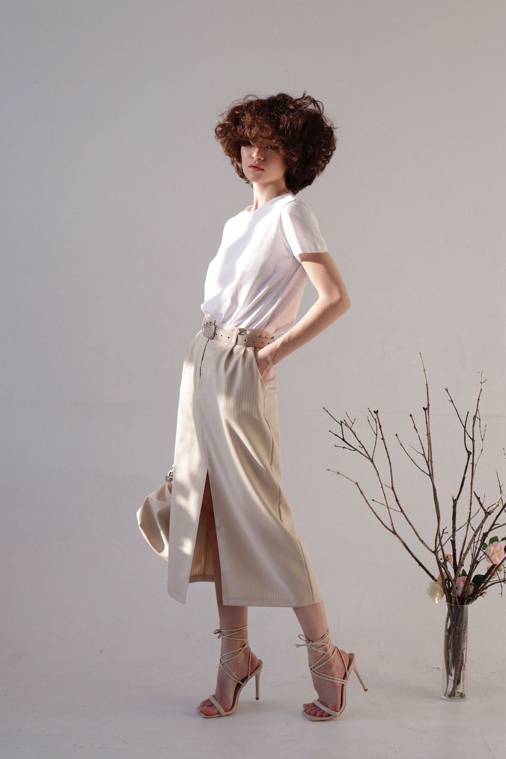 Юбка миди-макси бежевая в полоску - Martichelli фото 8