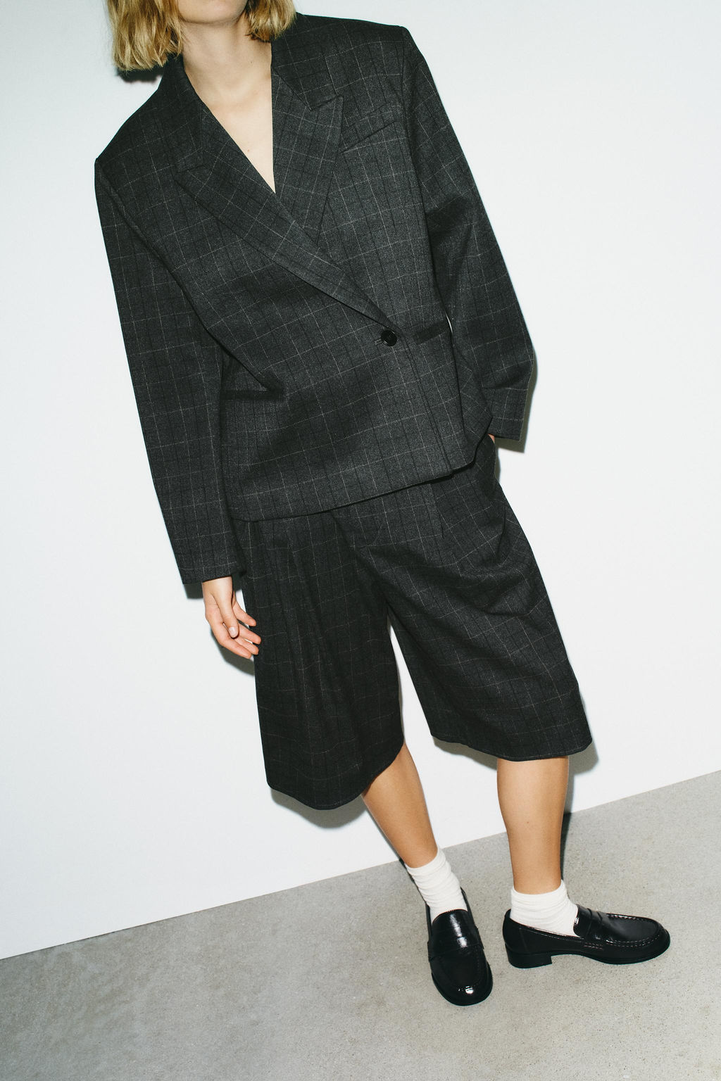 OVERSIZE CROPPED CHECK BLAZER - Zara фото 3