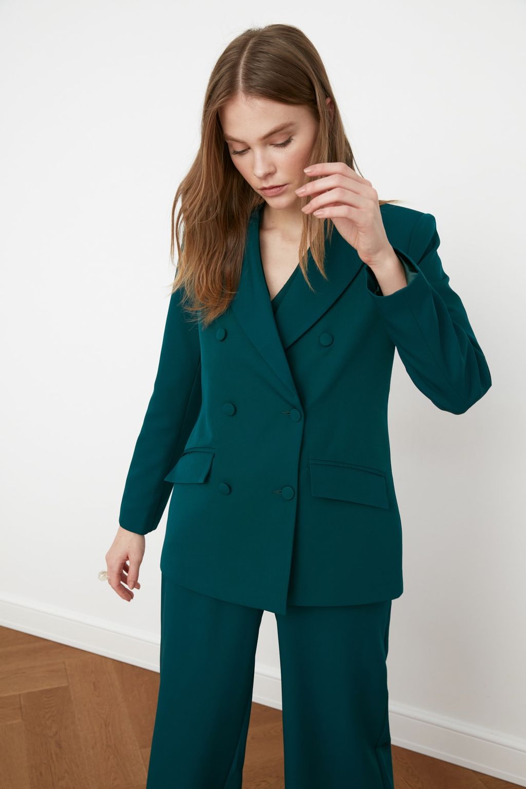 Yesil Regular Astarl? Dokuma Blazer Ceket TWOSS21CE0137