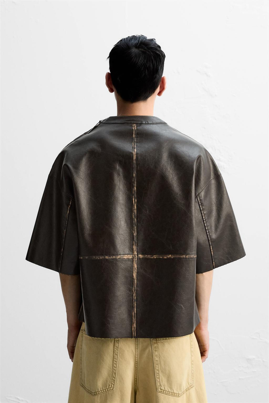 FADED LEATHER EFFECT OVERSHIRT - Zara фото 4