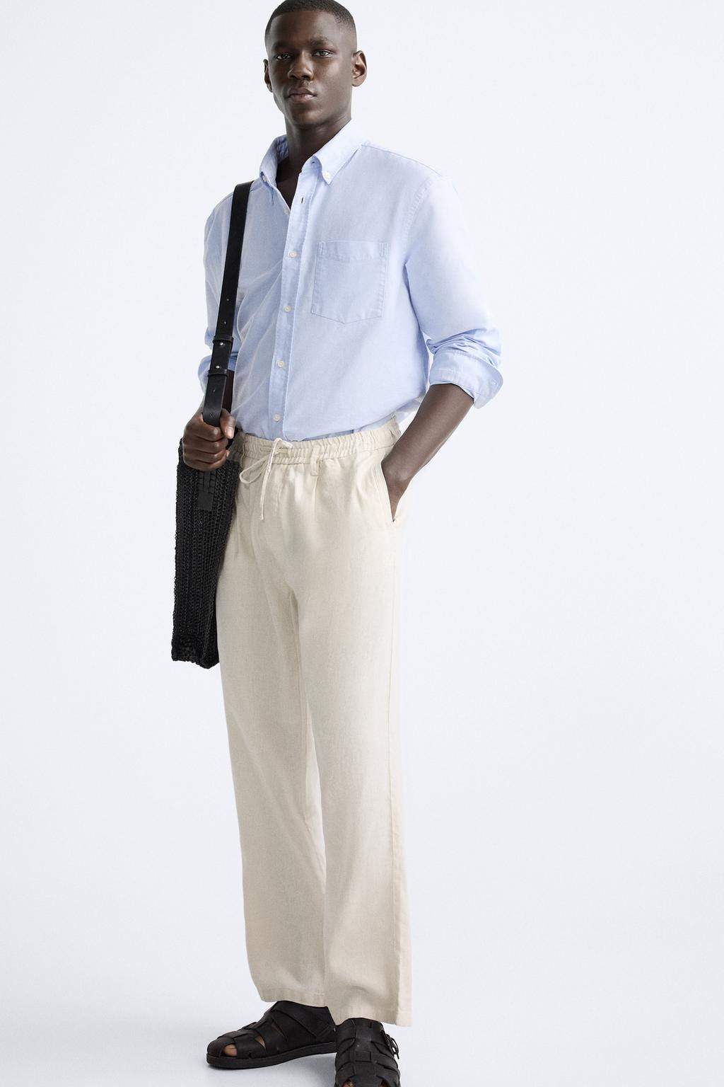 PLEATED COTTON - LINEN TROUSERS - Zara фото 6