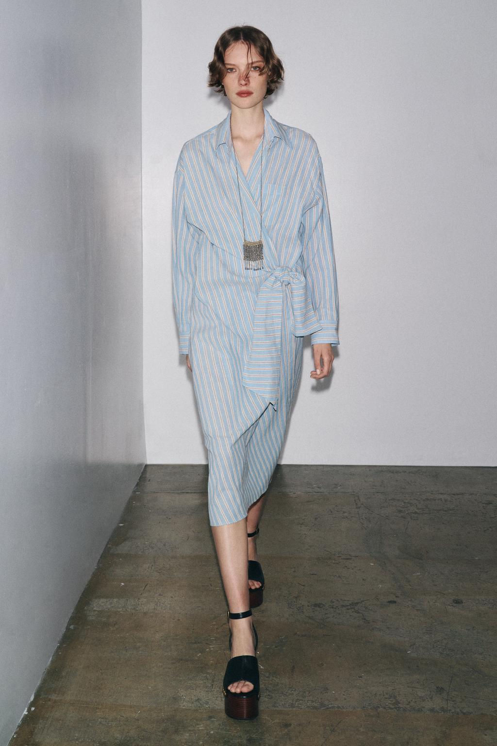 ZW COLLECTION STRIPED WRAP DRESS - Zara фото 6