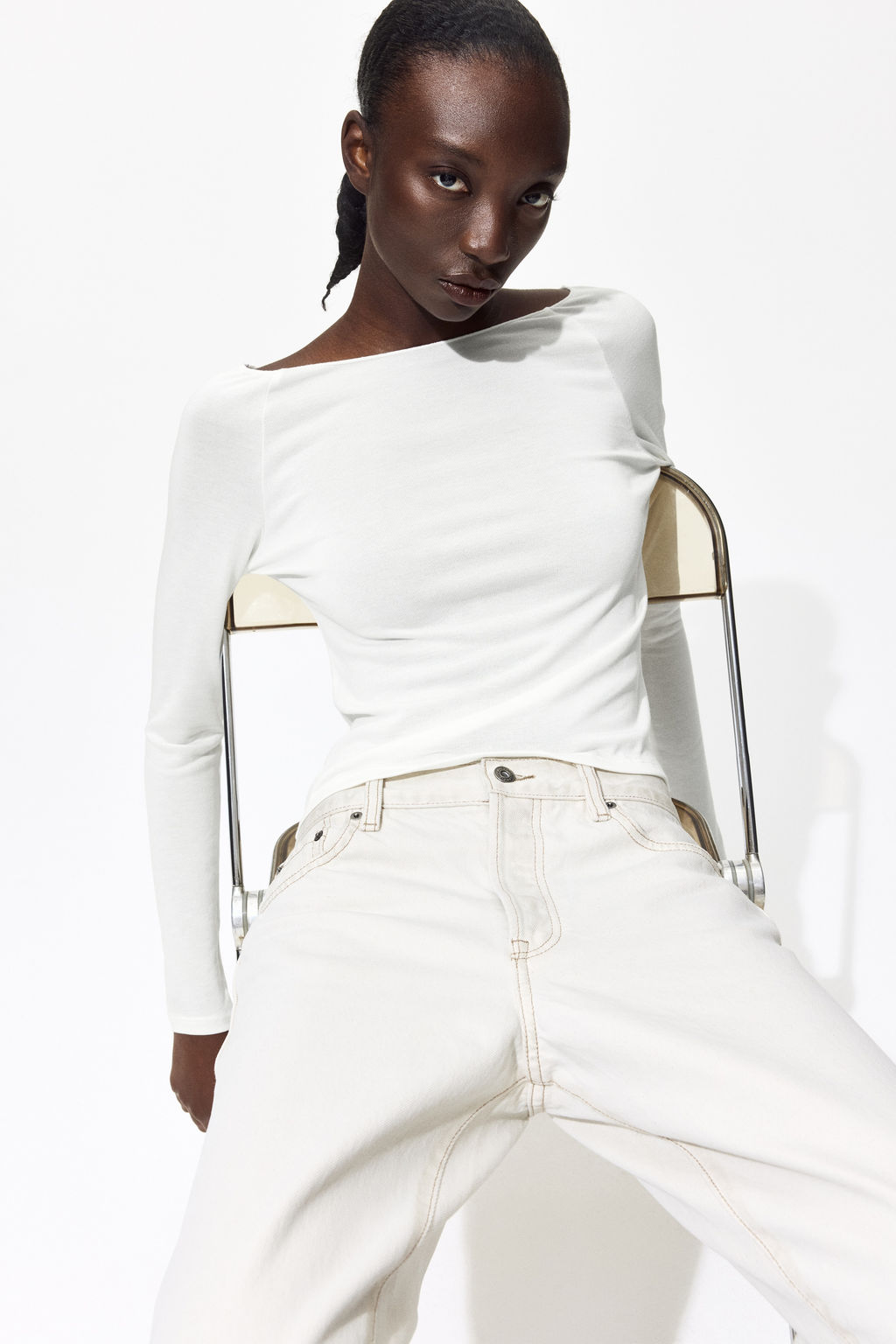 Top en punto fino con escote barco - H&m фото 3