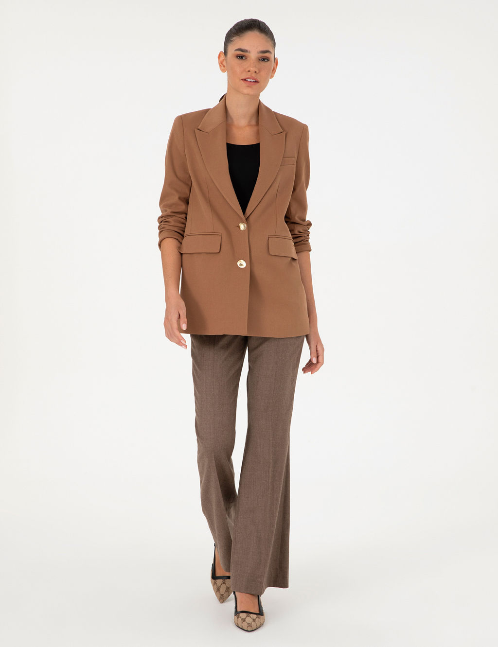 Vizon Flare Fit Y_n Kuma_ Pantolon