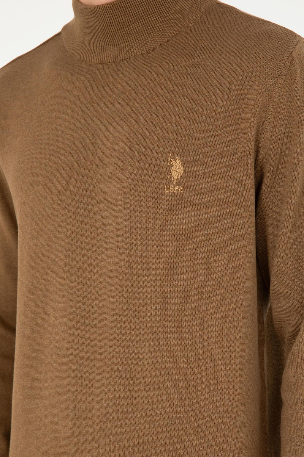 Мужской базовый свитер хаки меланжевого цвета - U.s. polo assn фото 7
