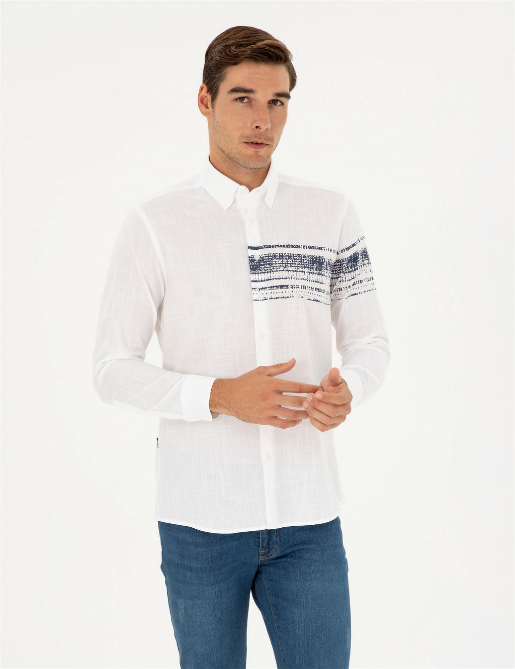 Lacivert Regular Fit Uzun Kollu G_mlek