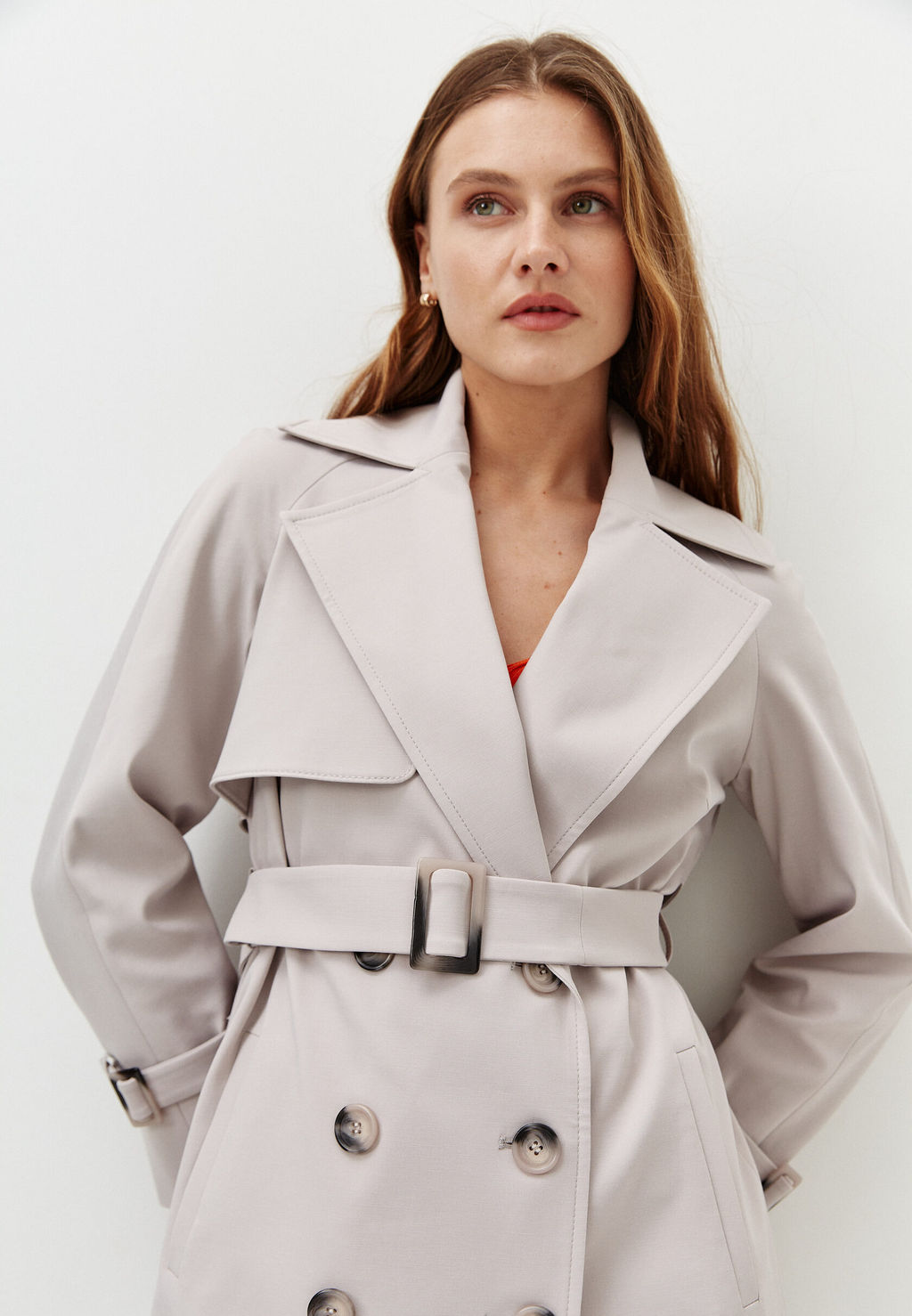 Двубортный тренч миди с поясом в тон - TO BE ONE фото 2