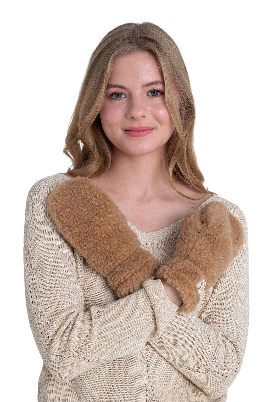 Варежки меховые на резинке ВАНИЛЬ - Woollamb фото 46