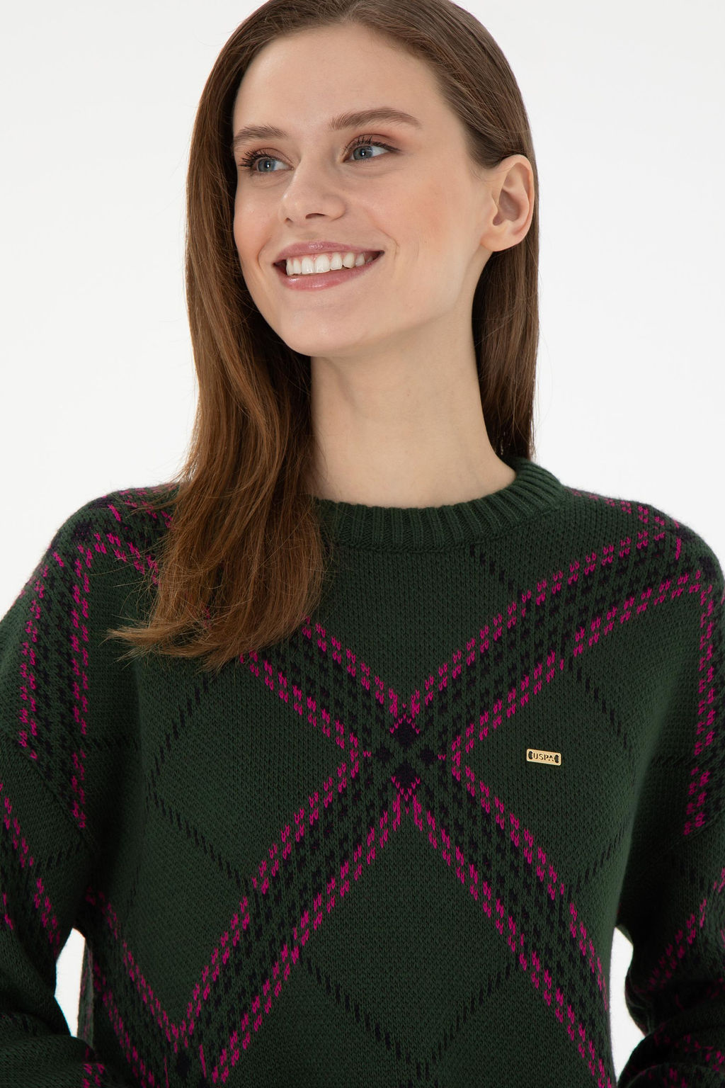 Женский темно-зеленый свитер с круглым вырезом Неожиданная скидка в корзине - U.s. polo assn фото 2