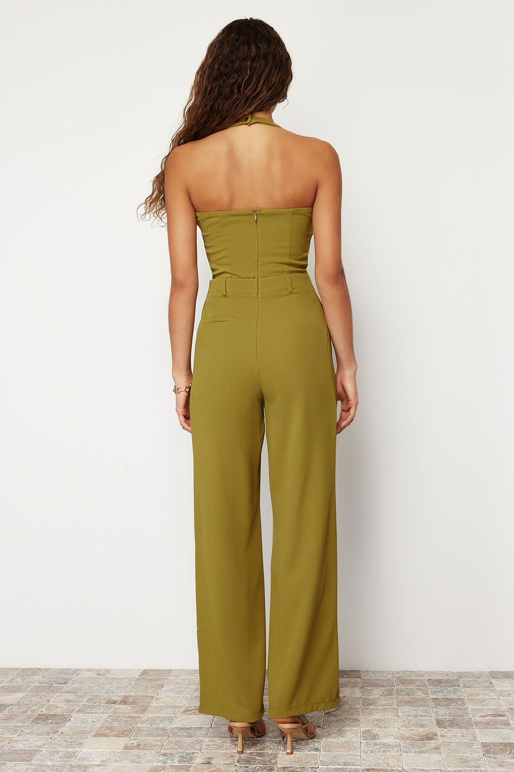 Yesil Maxi Krep Maxi Dokuma Tulum TWOSS24TU00014 - Trendyolmilla фото 6