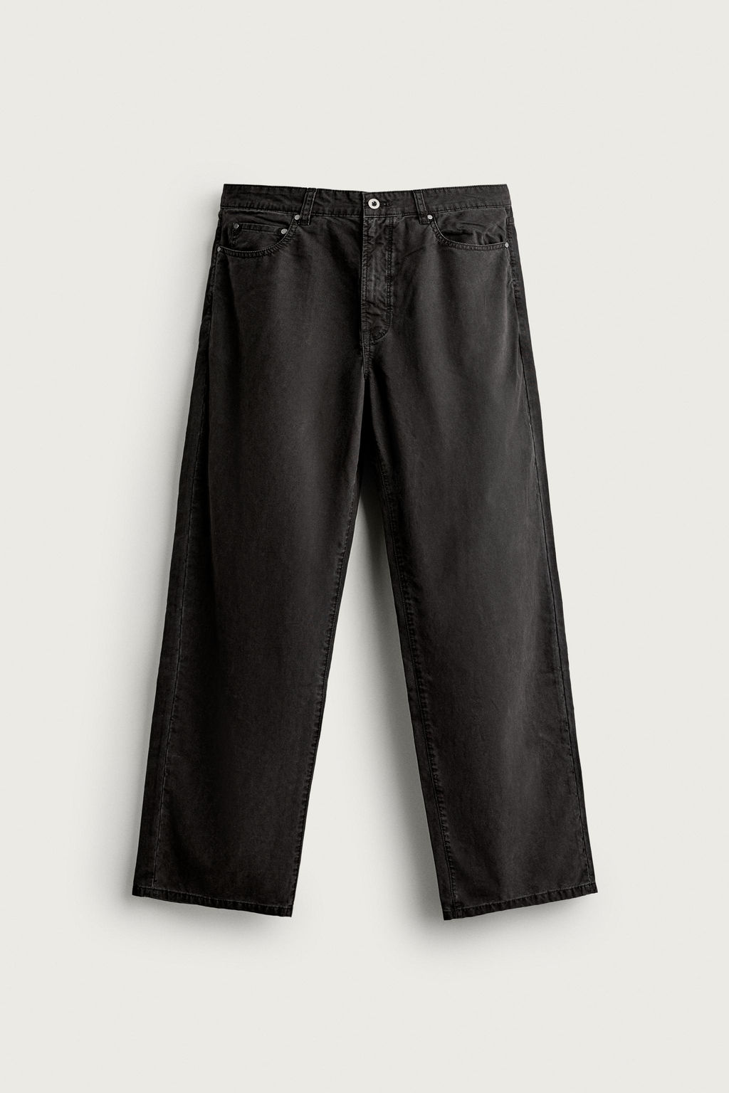 PANTAL?N STRAIGHT FIT LYOCELL - ALGOD?N / Negro - Zara фото 6