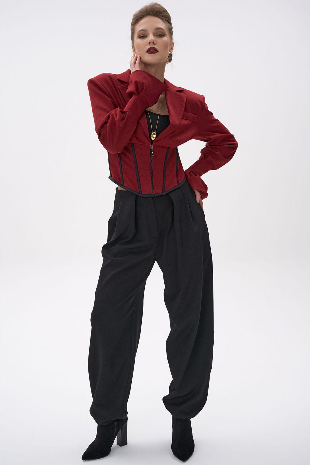 Пиджак  корсет Джуди (бордовый) - Эльза фото 8