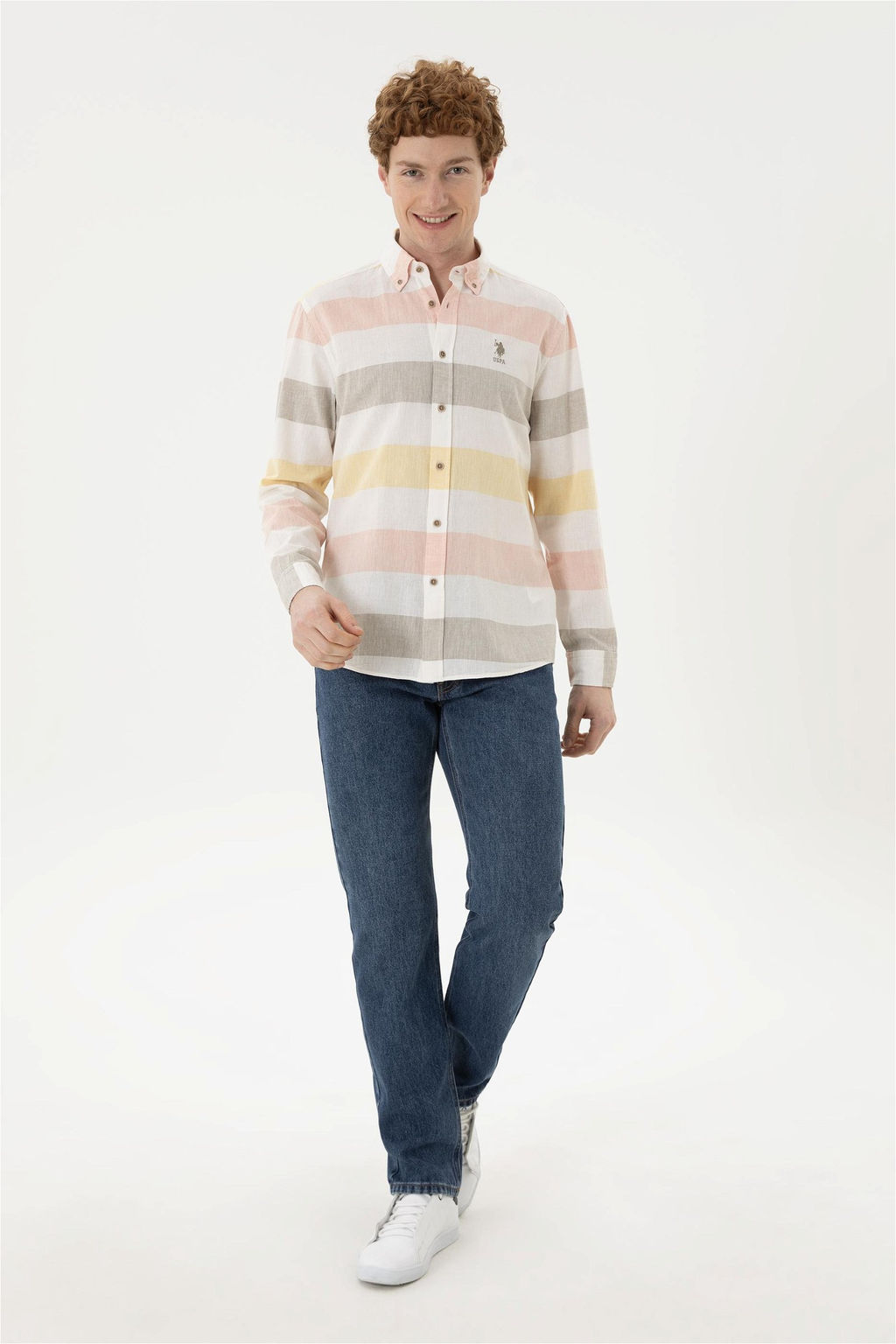 Мужская рубашка цвета хаки с длинным рукавом - U.s. polo assn фото 4