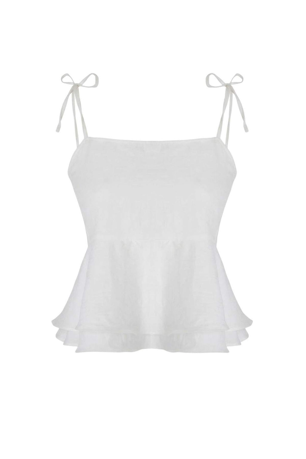 Beyaz Ask?lar? Baglama Detayl? S?rt? Gipeli Dokuma Bluz TWOSS26BZ00413