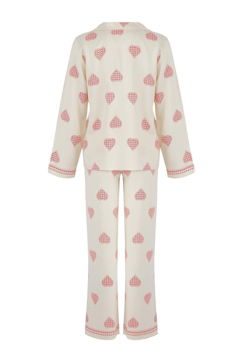 Ekru %100 Pamuklu Kapli Dokuma Pijama Tak?m? THMAW26PT00025 - Trendyolmilla фото 8