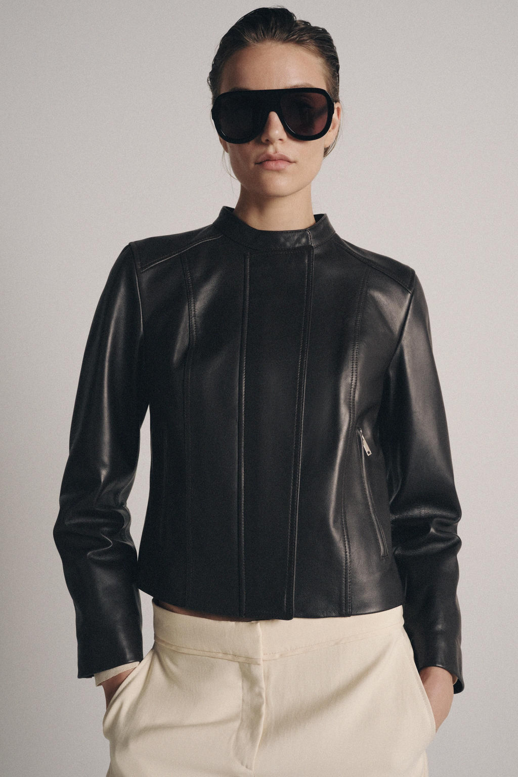 CHAQUETA PIEL 100% ZW COLLECTION LIMITED EDITION / Marr?n oscuro - Zara фото 2
