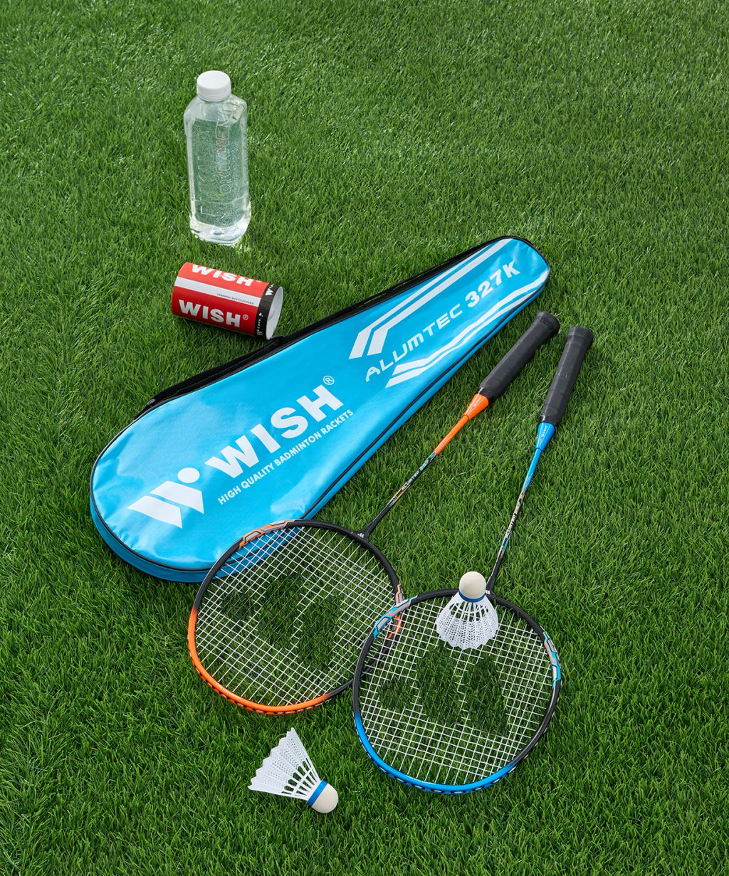Набор для бадминтона Wish Alumtec 327 (2 ракетки + 2 волана), оранжевый/синий  фото 13