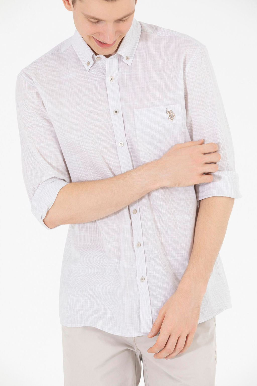 U. S. Polo Assn Мужская рубашка с длинным рукавом Stone - U.s. polo assn фото 20
