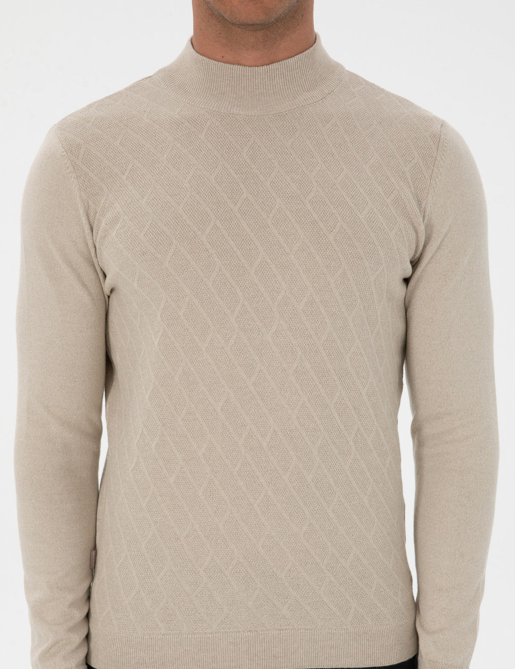 Kum Melanj Slim Fit Yar_m Bal_k__ Yaka Triko Kazak - Pierre cardin фото 6