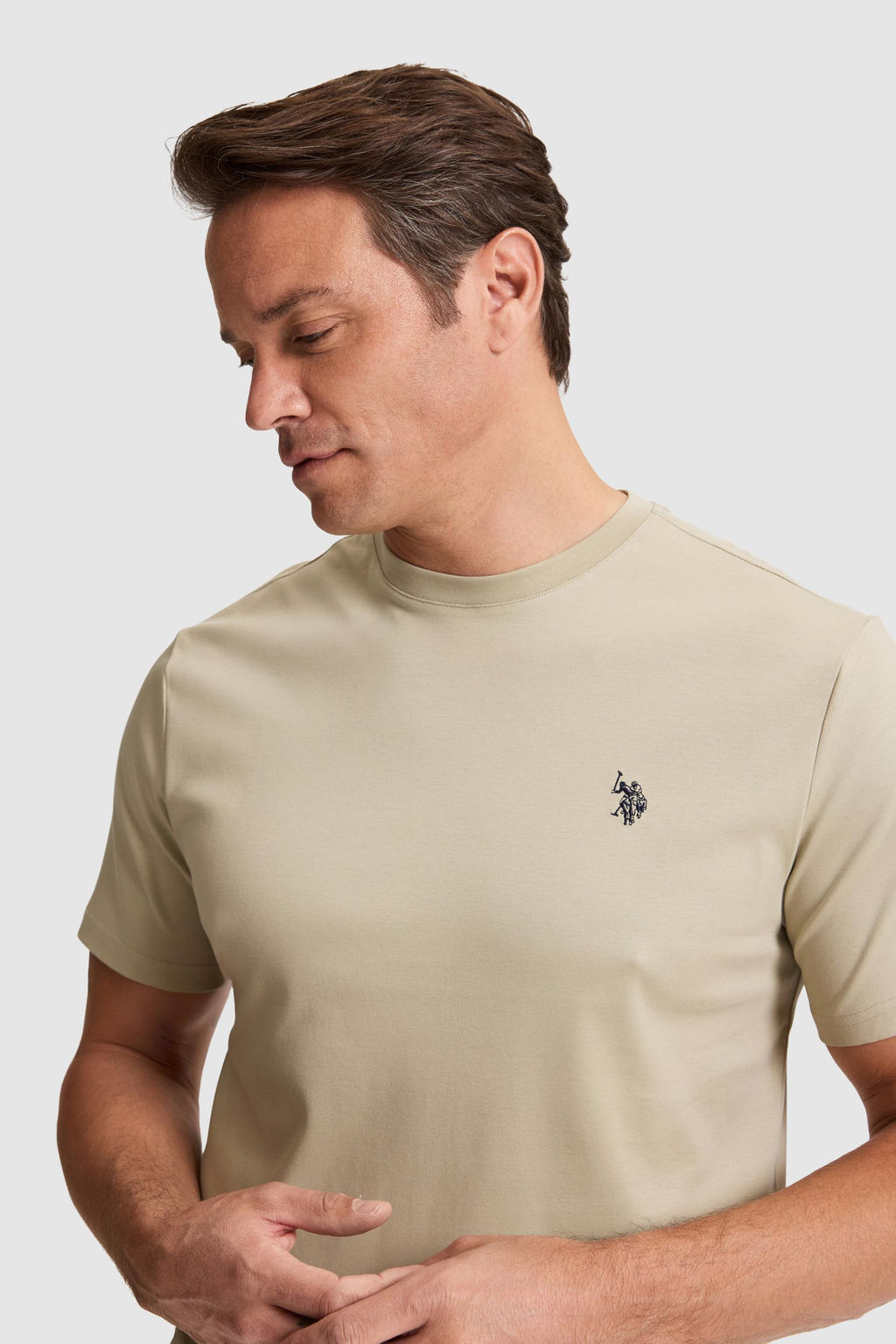 Erkek A__k Haki Regular Fit Bisiklet Yaka Basic Ti__rt