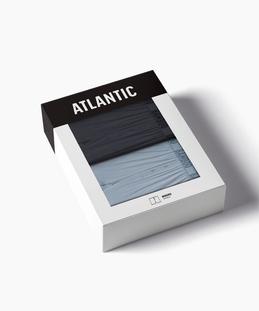 ATLANTIC 2MBX-076 Трусы боксеры Bamboo - набор 2 шт. голубой + графитовый  фото 6