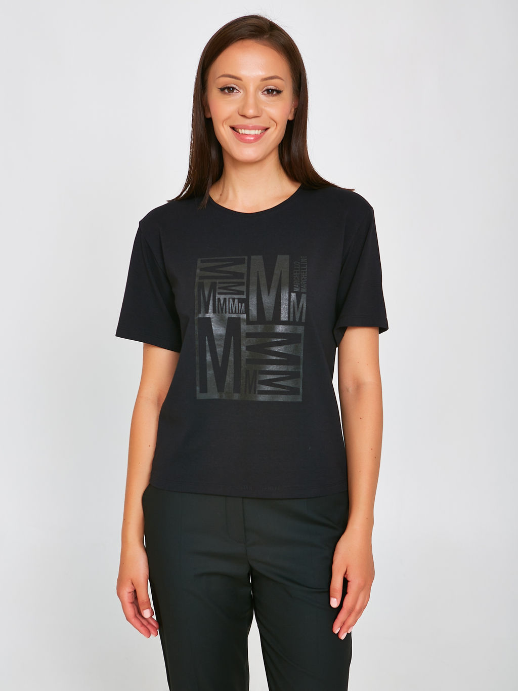 Чёрная футболка с принтом - Marchello marchellini фото 3