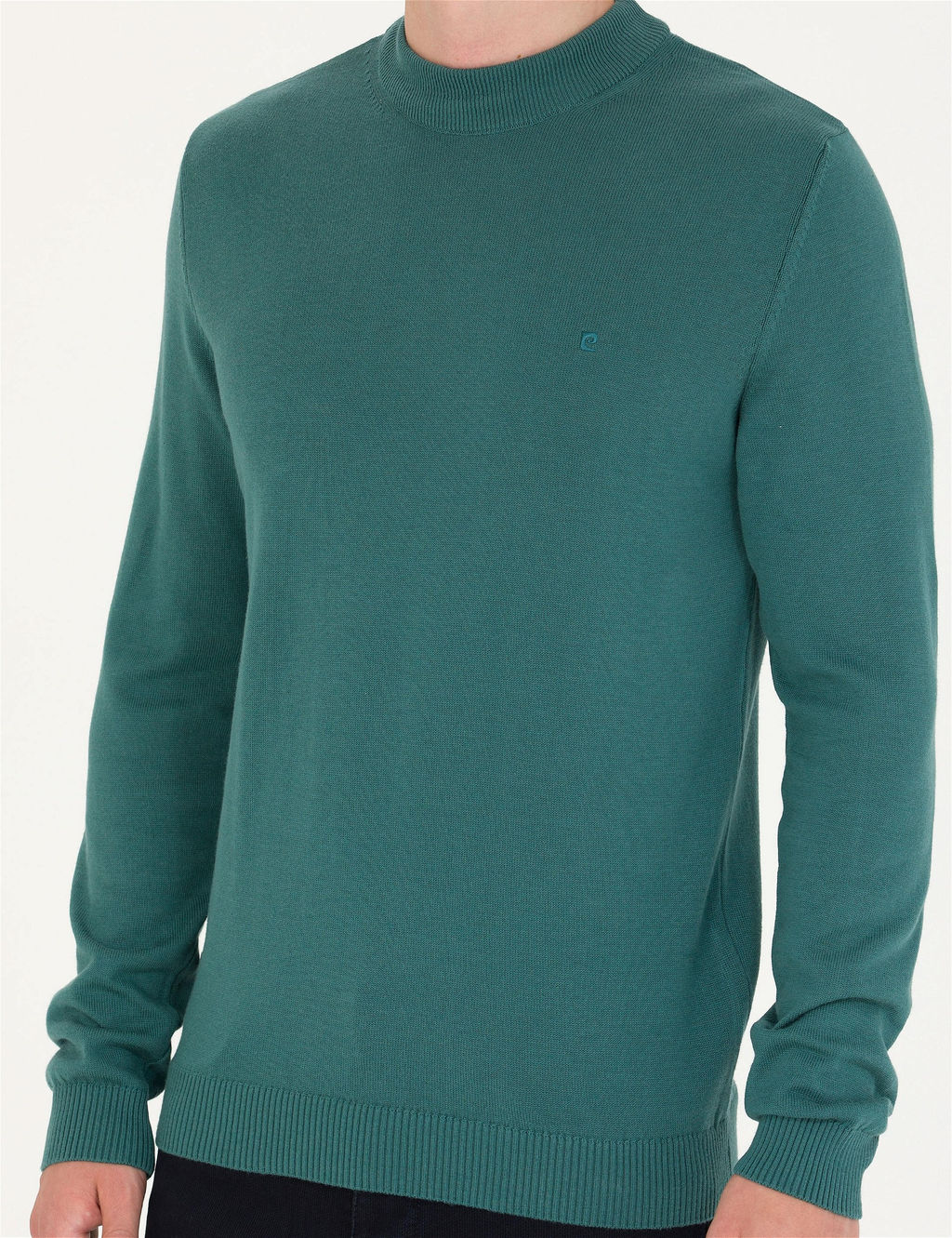 Ye_il Slim Fit Yar_m Bal_k__ Yaka Basic Triko Kazak