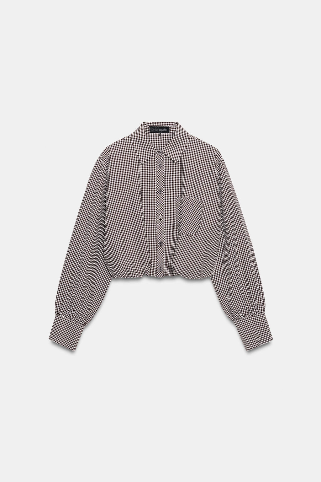 CAMISA GLOBO CUADRO VICHY / Marr?n / Crudo - Zara фото 6