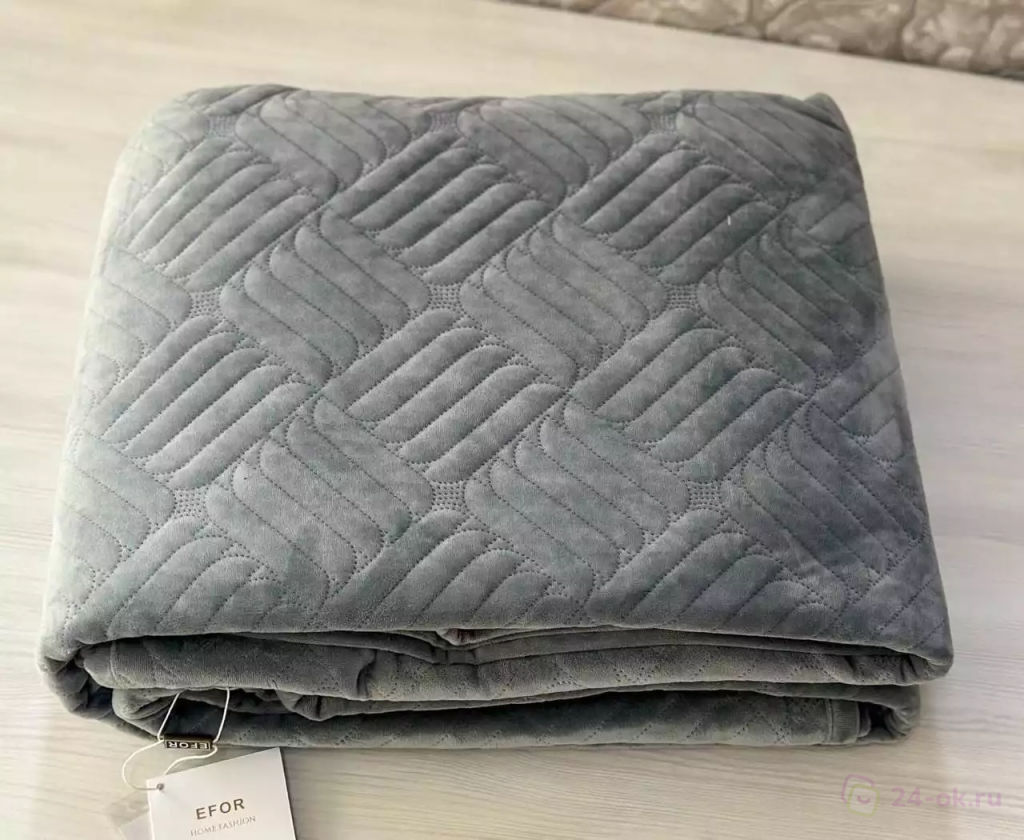 Покрывало COVERLET ПВХ велюр (220*240) серый GRI