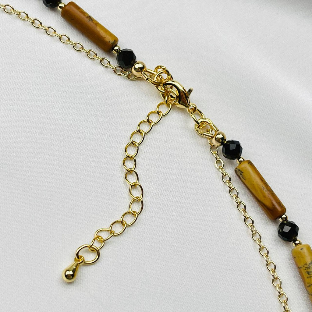 Колье из песочной Яшмы и Обсидиана с подвеской - Радуга самоцветов фото 3