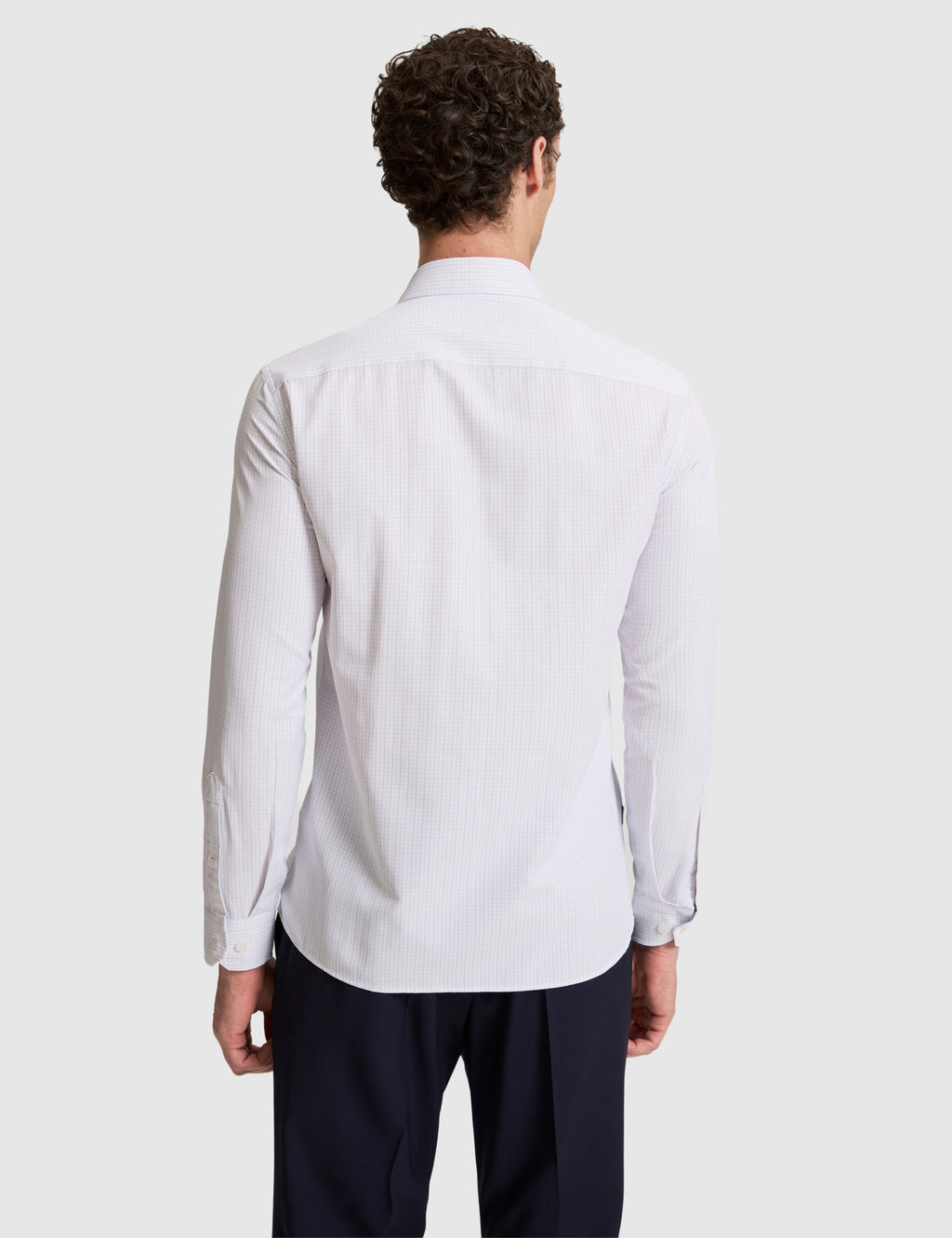 Gri Kareli Slim Fit Uzun Kollu G_mlek