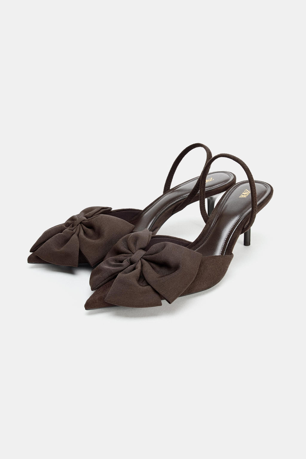 ZAPATO TAC?N DETALLE LAZO / Marr?n - Zara фото 3