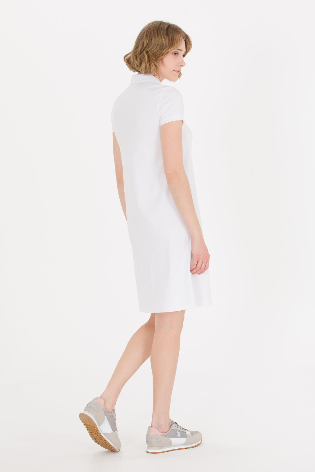 U. S. Polo Assn Женское белое трикотажное платье с воротником-поло - U.s. polo assn фото 4
