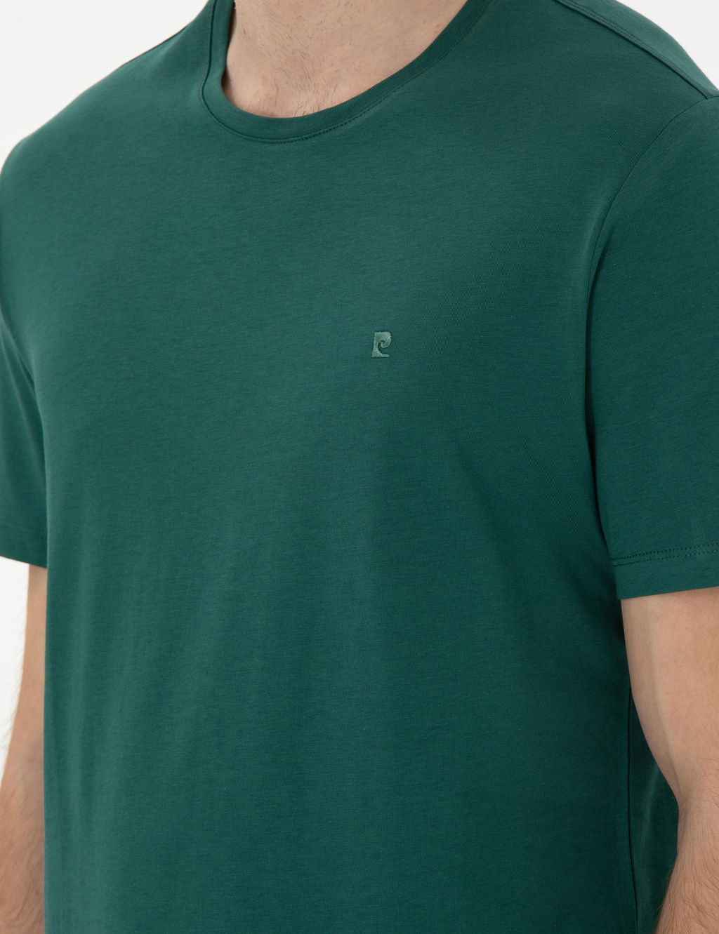 Koyu Ye_il %100 Pamuk Slim Fit Bisiklet Yaka Basic Ti__rt - Pierre cardin фото 7