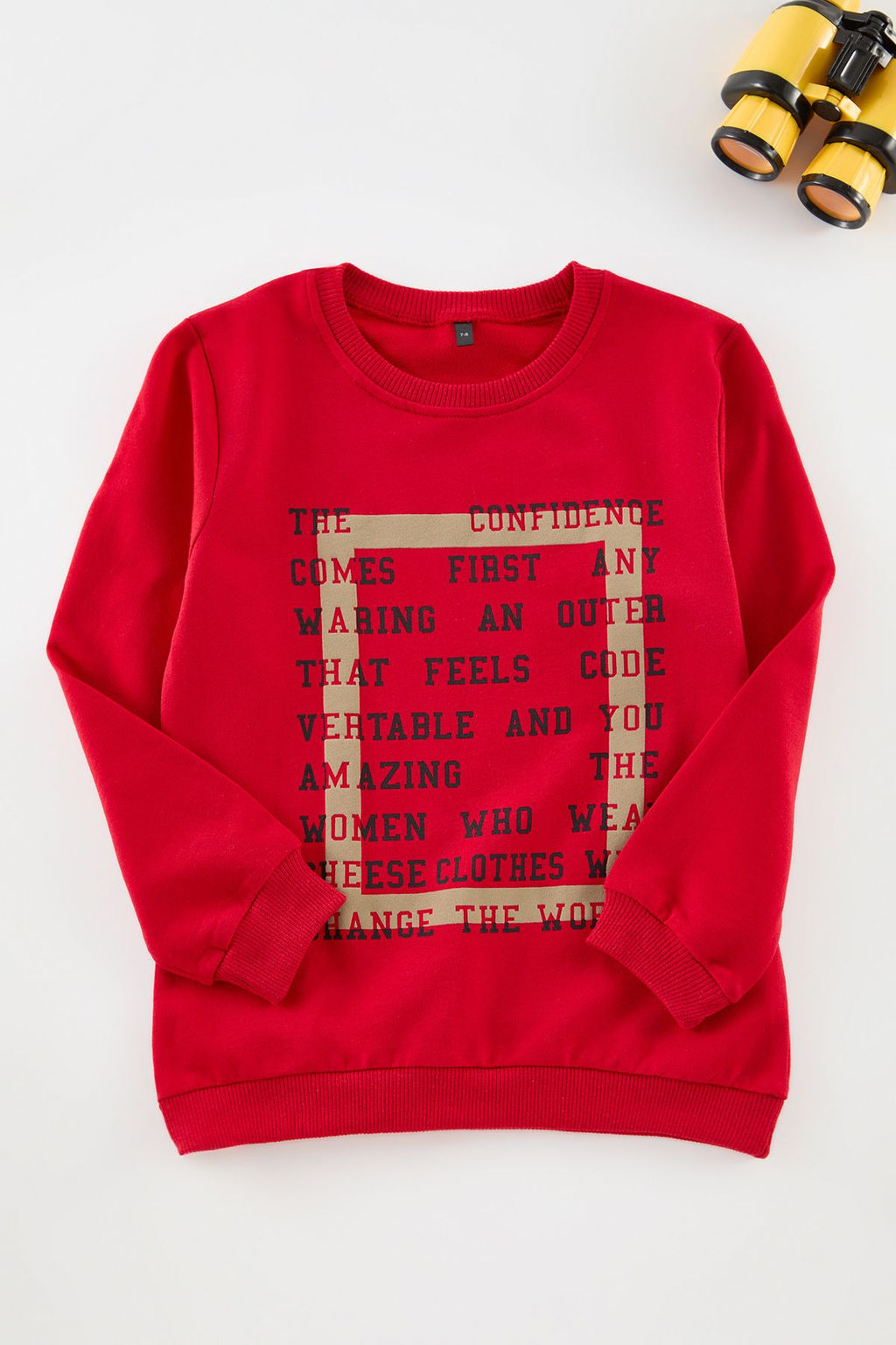 K?rm?z? Erkek Cocuk Slogan Pamuklu Orme Sweatshirt TKDAW25SW00026