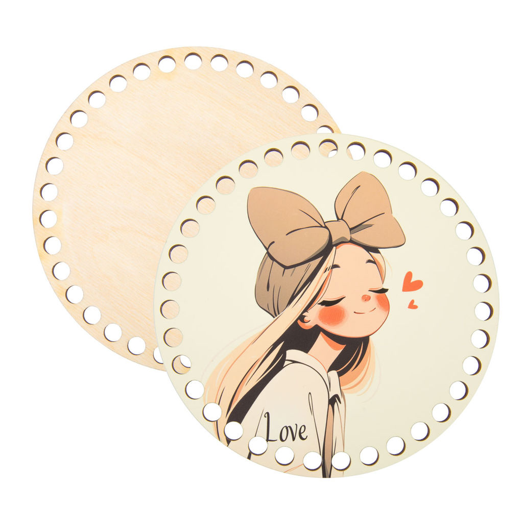 Заготовка для декорирования Love2art ДВ-02 Набор донышек для вязания Матовый фанера d 15 см х 0.4 см 2 шт 02 Милашка