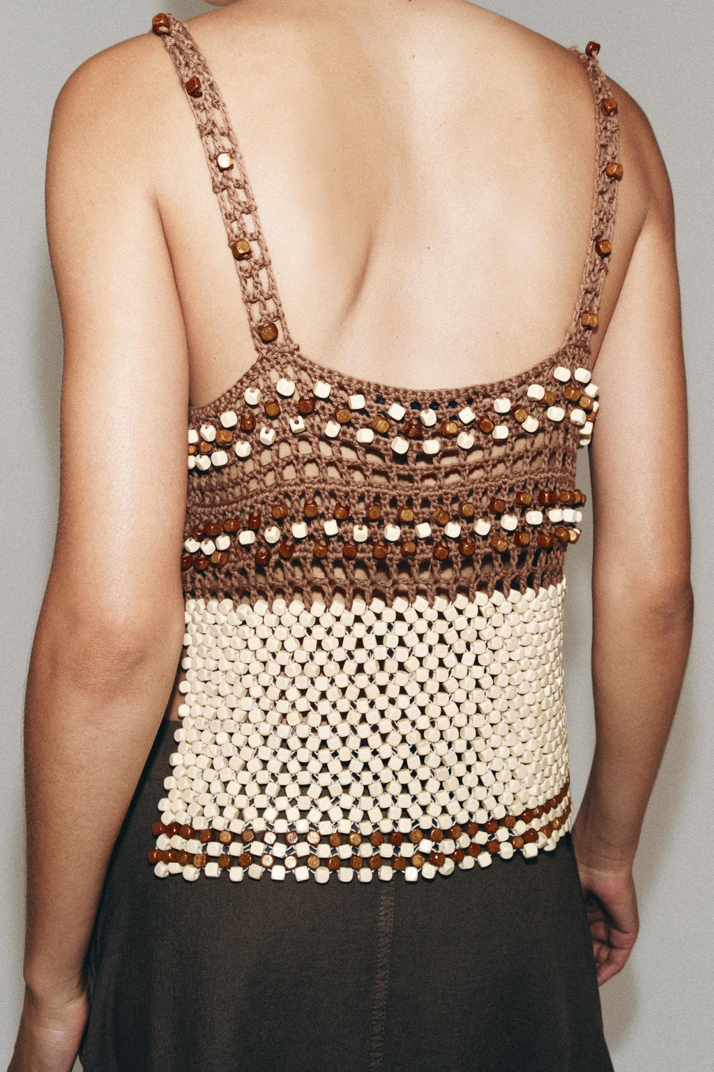 TOP PUNTO CROCHET ABALORIOS / Beige