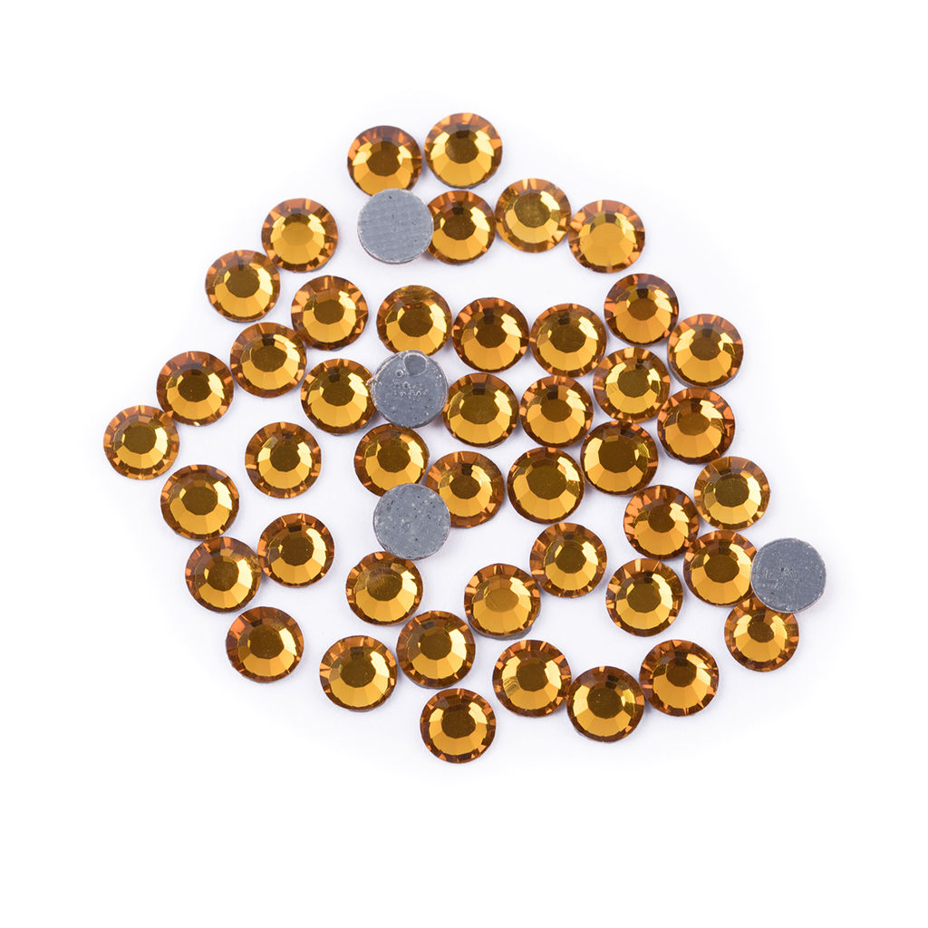 Страз клеевой Zlatka ZRTG-1648 SS16 цветные 3.9 мм стекло 5 x 48 шт в пакете с картонным еврослотом №15 яр.жёлтый (Topaz)