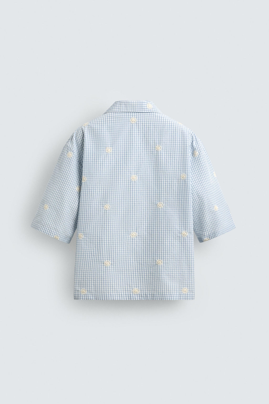 CAMISA RELAXED FIT BORDADO FLOR / Celeste - Zara фото 7