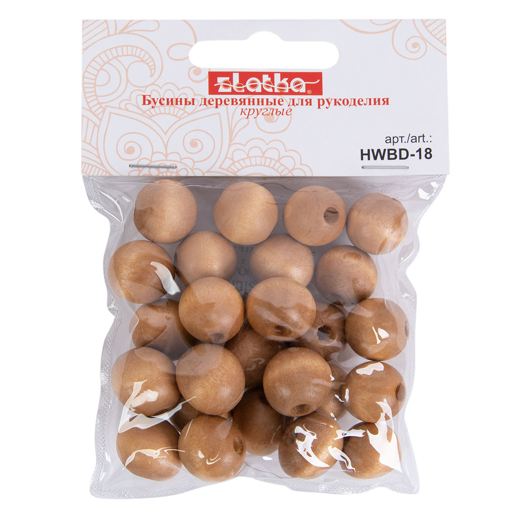 Бусина Zlatka дерево HWBD-18 18 мм 10 х 40 г тёмное дерево  фото 3