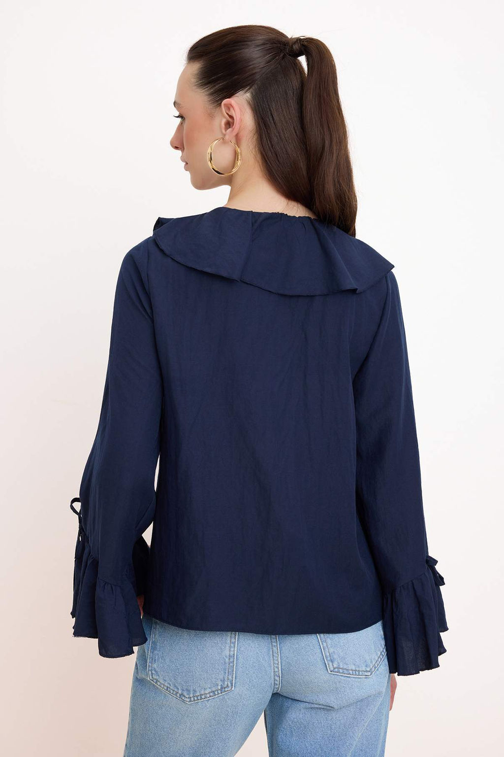 Lacivert F?rf?r Detayl? Dokuma Bluz TWOAW26BZ00290 B